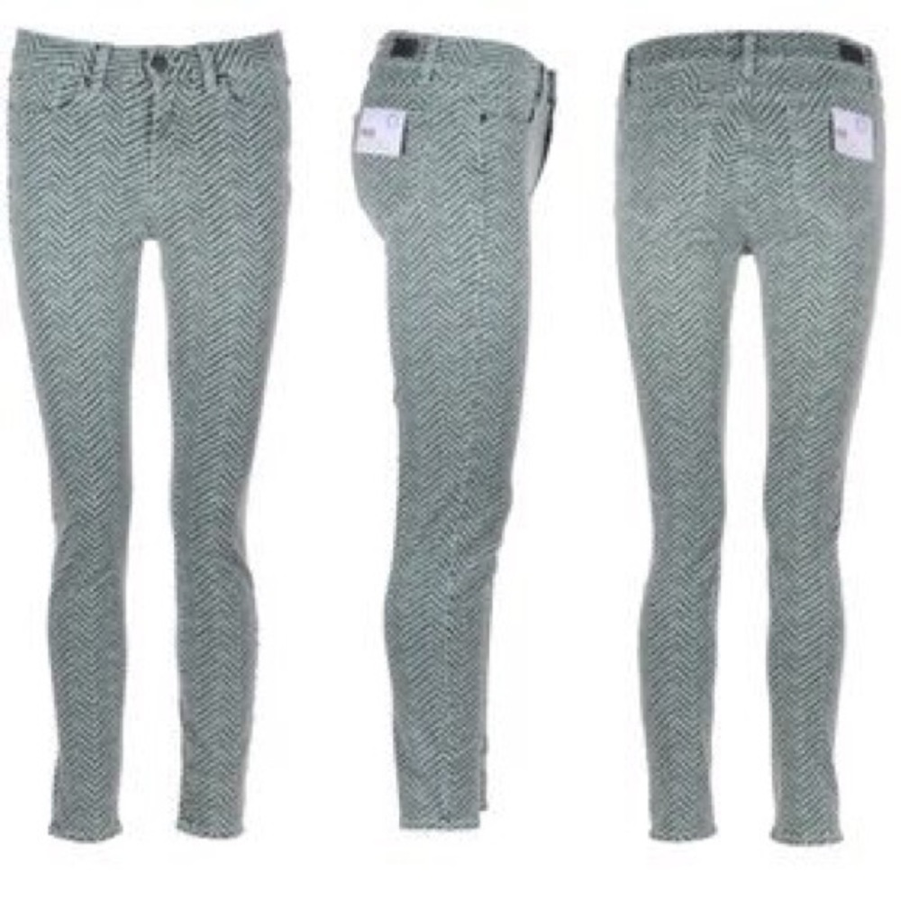 Paige Denim Hoxton Ankle Mint Herringbone size 23